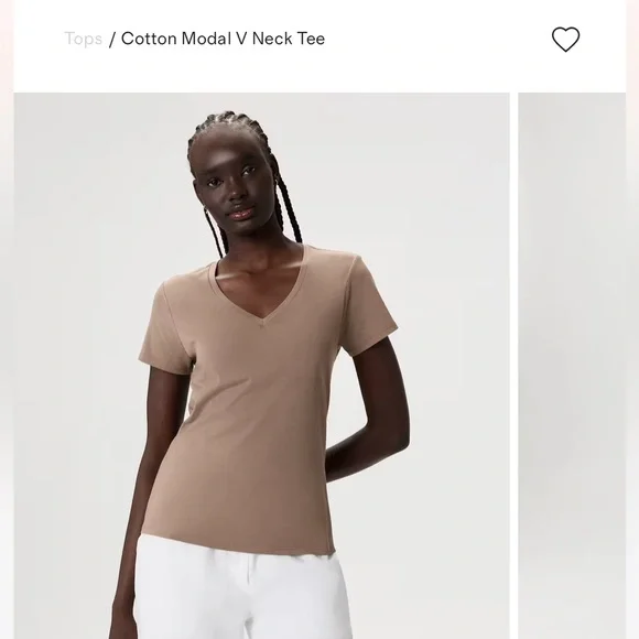 Quince modal cotton Women's V-Neck Orange tee in Color burnt sienna - Picture 7 of 7